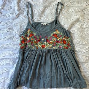 Casual floral grayish blue top